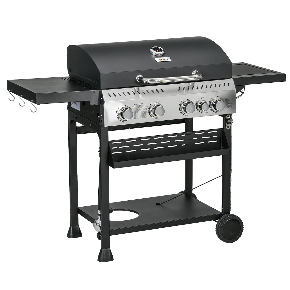 40,000 BTU Propane Gas Grill, 4 Burners, Side Burner, Warming Rack, Black Propane Gas Grills at Gallery Canada