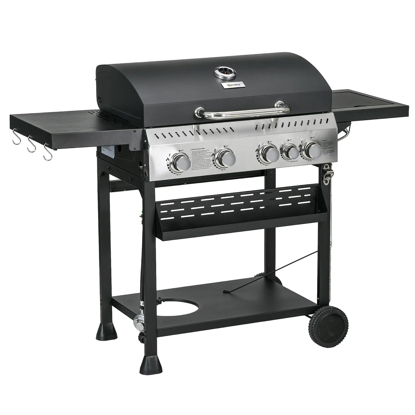 40,000 BTU Propane Gas Grill, 4 Burners, Side Burner, Warming Rack, Black Propane Gas Grills at Gallery Canada