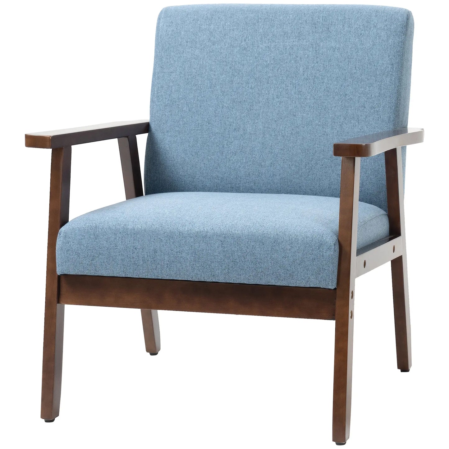 Modern Accent Chair, Cushioned Seat, Upholstered Linen-Feel, Blue Accent Chairs at Gallery Canada