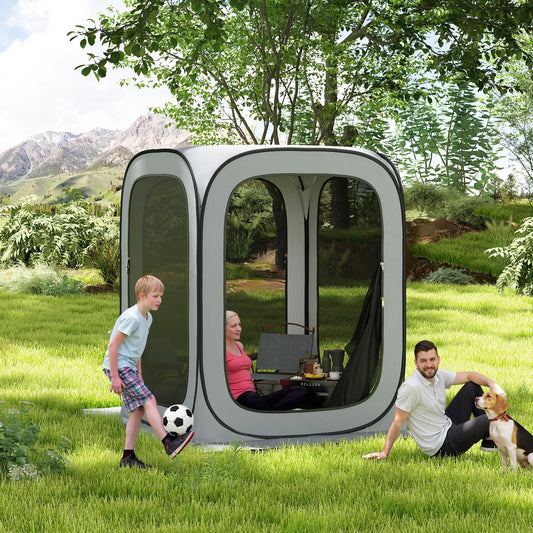 6x6ft Pop Up Screen Tent, UPF50+ Portable Camping Gazebo, Light Grey Camping Tents Light Grey at Gallery Canada