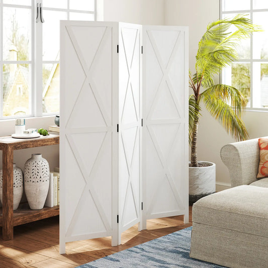 3-Panel Wall Partition, Foldable Wooden Frame 5.6FT, White Room Dividers White at Gallery Canada