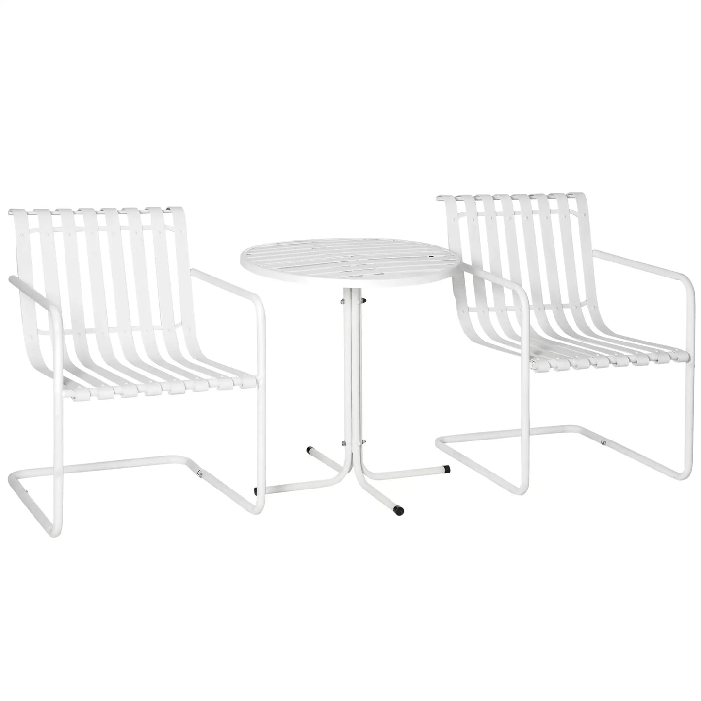 3-Piece Patio Bistro Set, Metal Frame, 2 Chairs & Round Table, White Bistro Sets at Gallery Canada