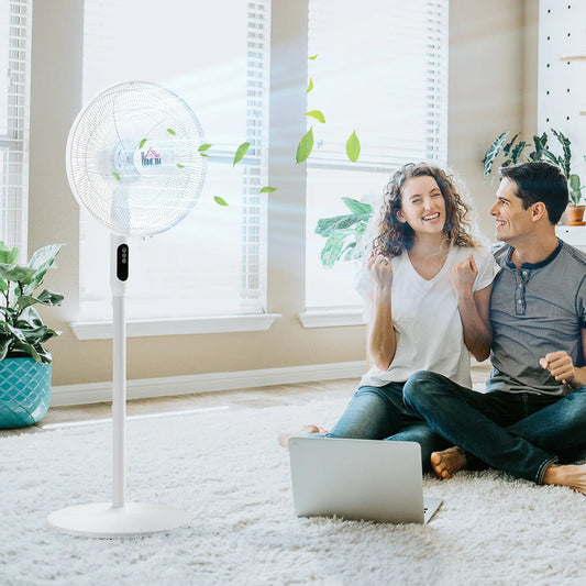 Floor Standing Fan with Remote, Oscillating, LED Screen, White Stand Fans White at Gallery Canada