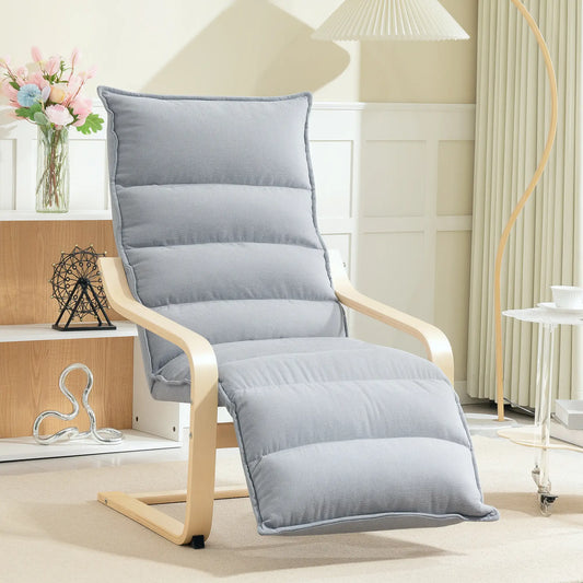 Accent Chair, Velvet Upholstered Living Room Chair with Footrest, Wood Frame, Light Grey Accent Chairs Light Grey at Gallery Canada
