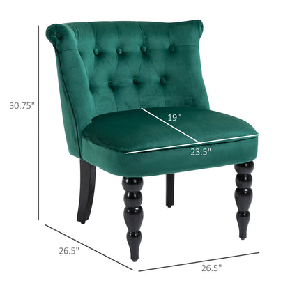 Vintage Leisure Accent Chair with Button Tufted Straight Back, Turned Legs, Thick Sponge Padding for Living Room, Dining Room, Study, Dark Green - Gallery Canada