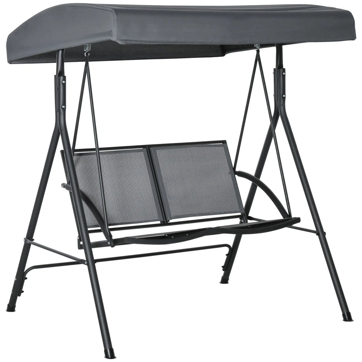 2-Seat Patio Swing Chair, Outdoor Porch Glider With Canopy, Dark Grey Porch Swings with Canopy at Gallery Canada
