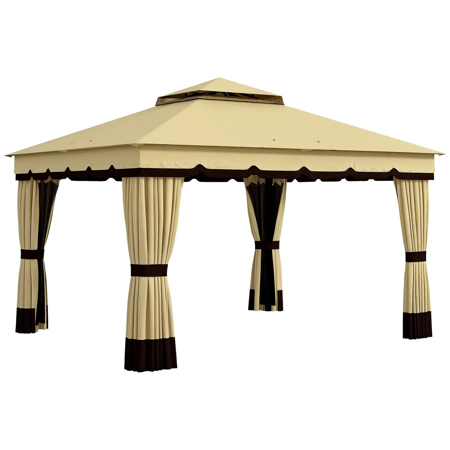 10' x 12' Double Roof Gazebo, Outdoor Canopy with Netting, Curtains Gazebos at Gallery Canada