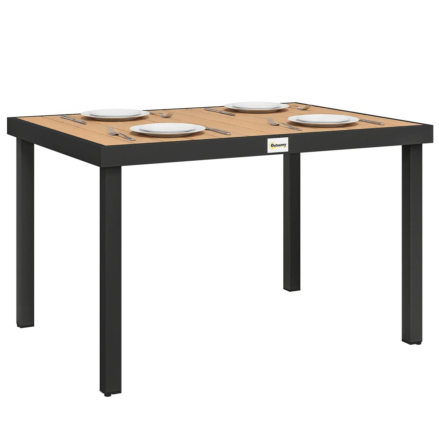 Aluminum Outdoor Dining Table for 6, 47.2" x 35.4" x 29.1", Natural Patio Dining Tables at Gallery Canada