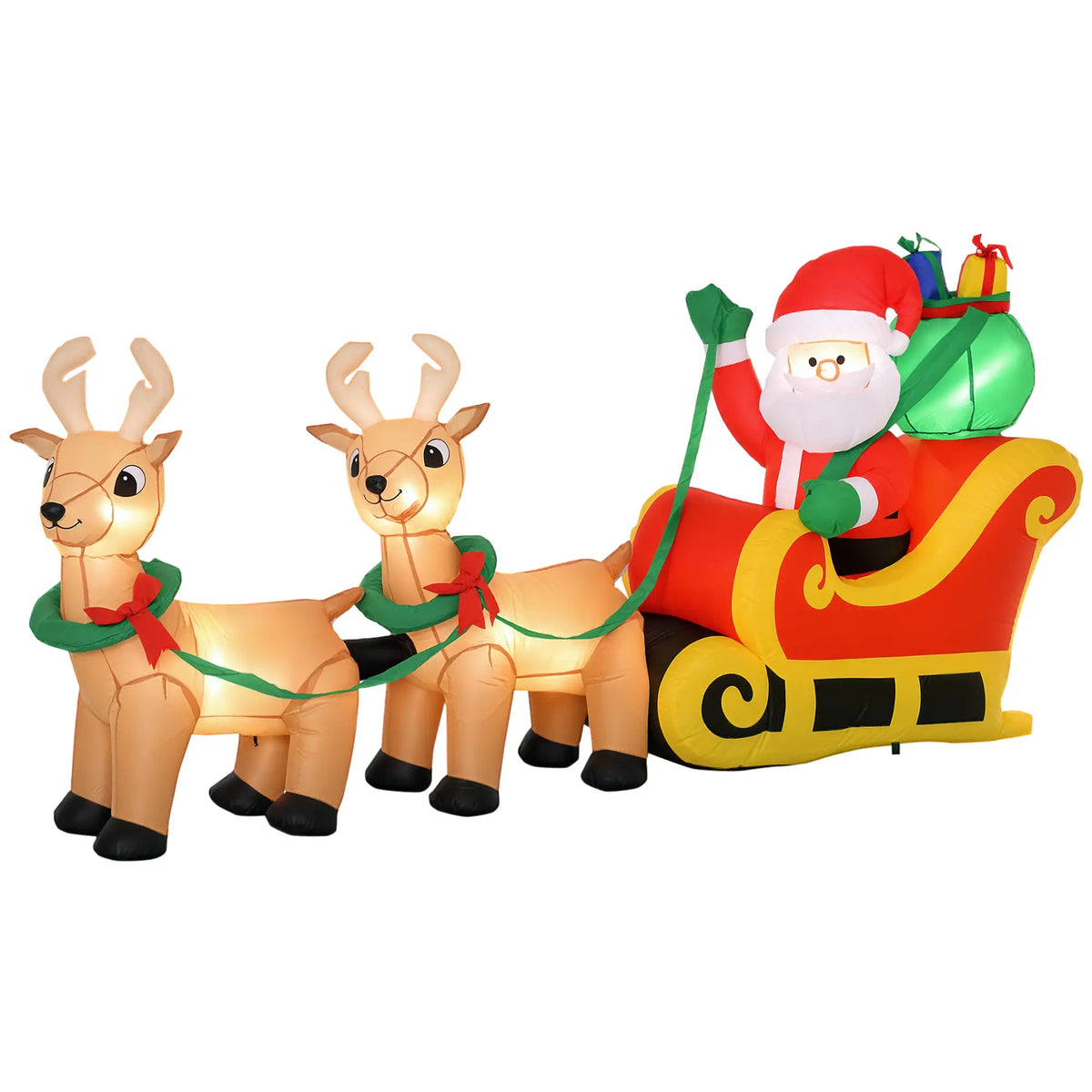 8ft Santa Claus Inflatable with Sleigh, Reindeer, LED Lights Christmas Inflatables at Gallery Canada