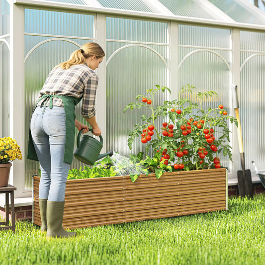 6' x 1.5' x 1.3' Galvanized Raised Garden Bed, Elevated Metal Planter Box, Brown Wood Effect, Brown Galvanized Planter Boxes Brown Wood Effect at Gallery Canada