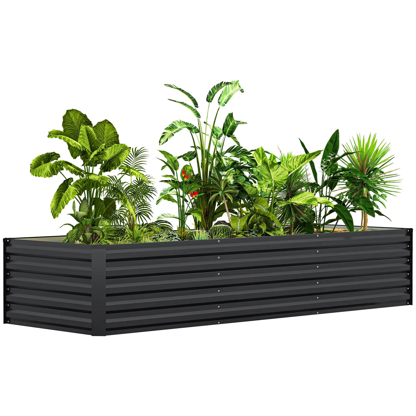 8x2.6x1.5ft Galvanized Raised Garden Bed, Outdoor Planter Box, Dark Grey