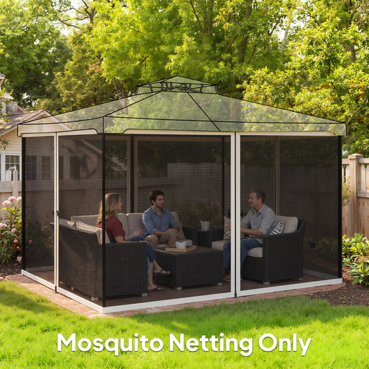 Mosquito Netting for Gazebo, 10' x 12', Cream White, Black Gazebo Sidewalls Black, Cream White at Gallery Canada