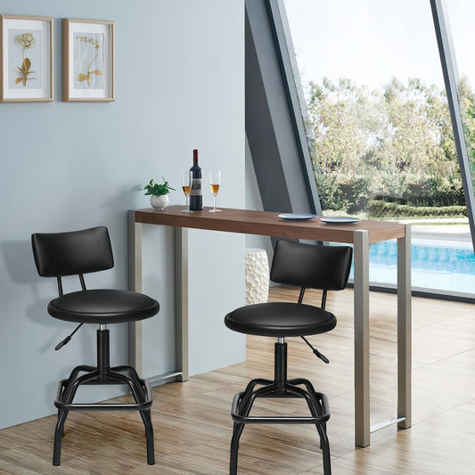 Adjustable Swivel Vintage PU Leather Bar Stool Bar Stools Options at Gallery Canada