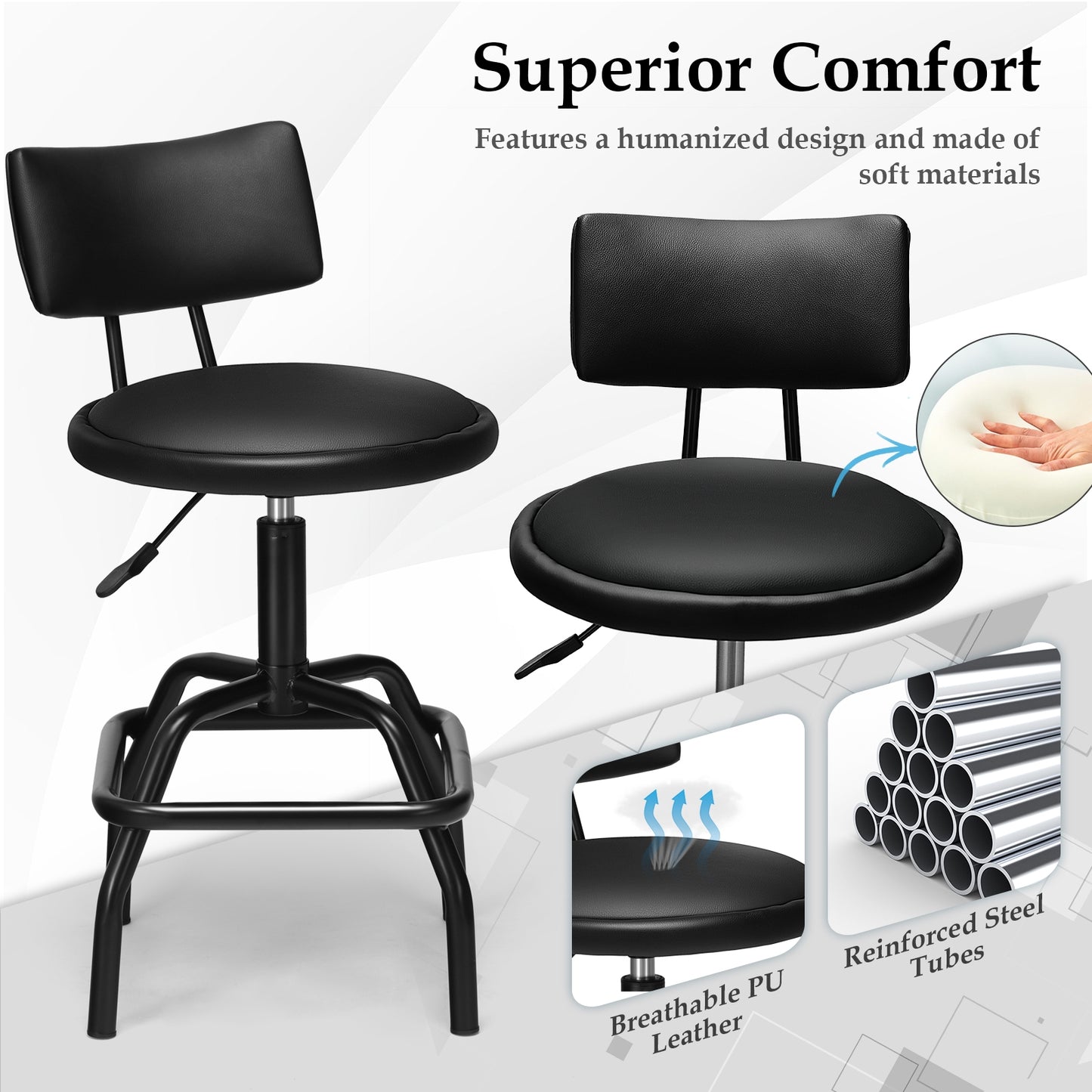 Adjustable Swivel Vintage PU Leather Bar Stool Bar Stools at Gallery Canada