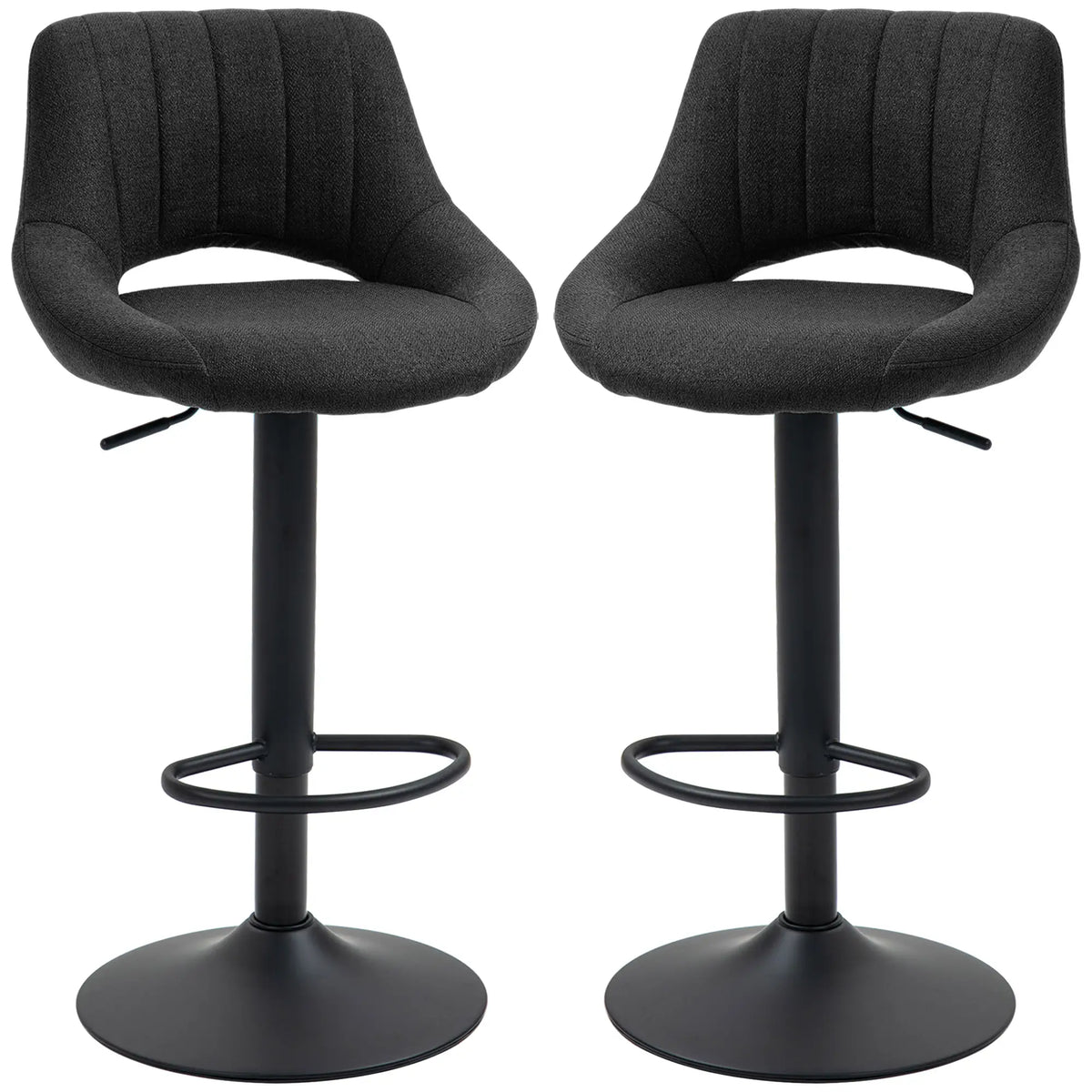 Swivel Bar Stools Set of 2, Linen Upholstered, Round Metal Base Bar Stools at Gallery Canada