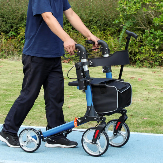 Lightweight Folding Walker, Large Seat, Adjustable Handle, Blue Knee Walker & Wheelchair Ramps Blue at Gallery Canada