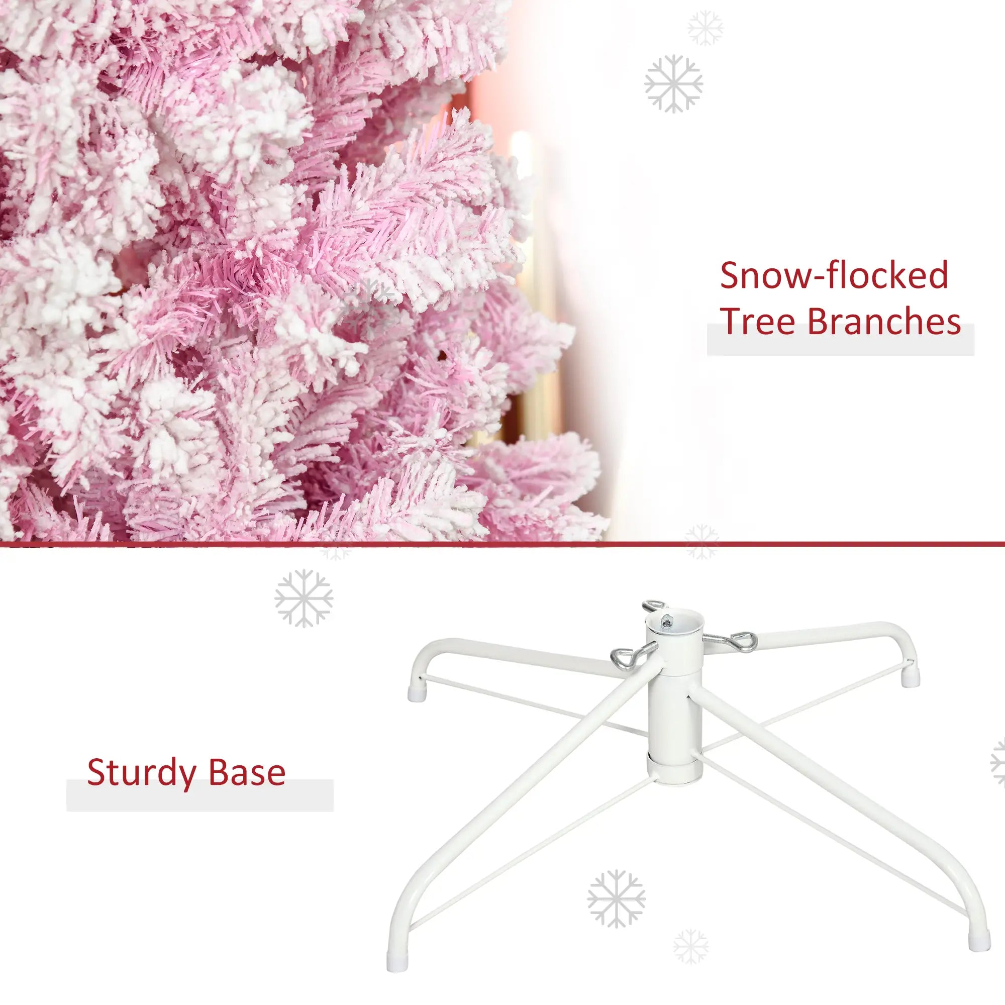 7.5 FT Snow Flocked Artificial Christmas Tree, Pencil Design, Pink Pencil Christmas Trees at Gallery Canada
