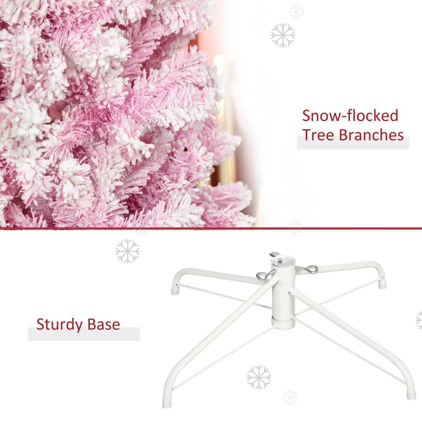7.5 FT Snow Flocked Artificial Christmas Tree, Pencil Design, Pink Pencil Christmas Trees at Gallery Canada