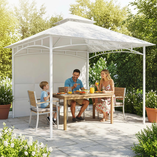 10' x 10' Patio Gazebo, Double Roof Canopy With Storage, Cream White Gazebos Cream at Gallery Canada