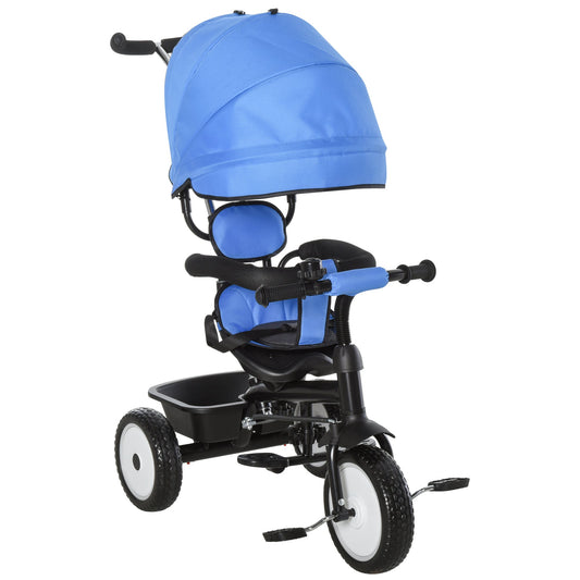 Baby Tricycle 2 In 1 Baby Stroller Kid Trike with Adjustable Canopy Blue - Gallery Canada