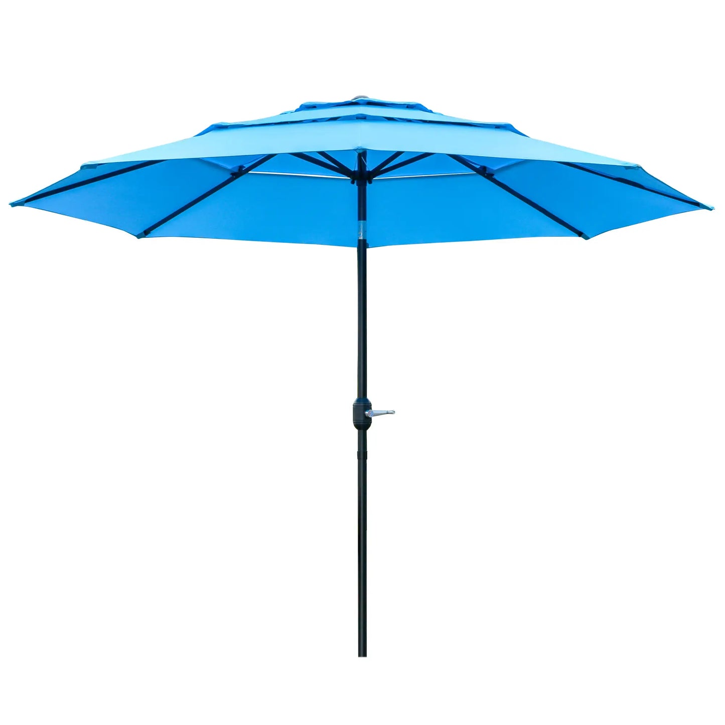 9FT 3 Tiers Patio Umbrella, Crank Push Button Tilt, Sky Blue Sun Umbrellas at Gallery Canada