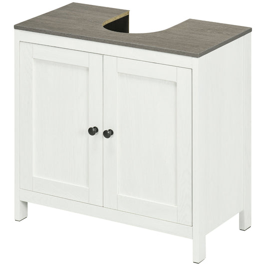 Antique Bathroom Sink Cabinet, Pedestal Sink Storage Cabinet with Double Doors and Adjustable Shelves, White - Gallery Canada