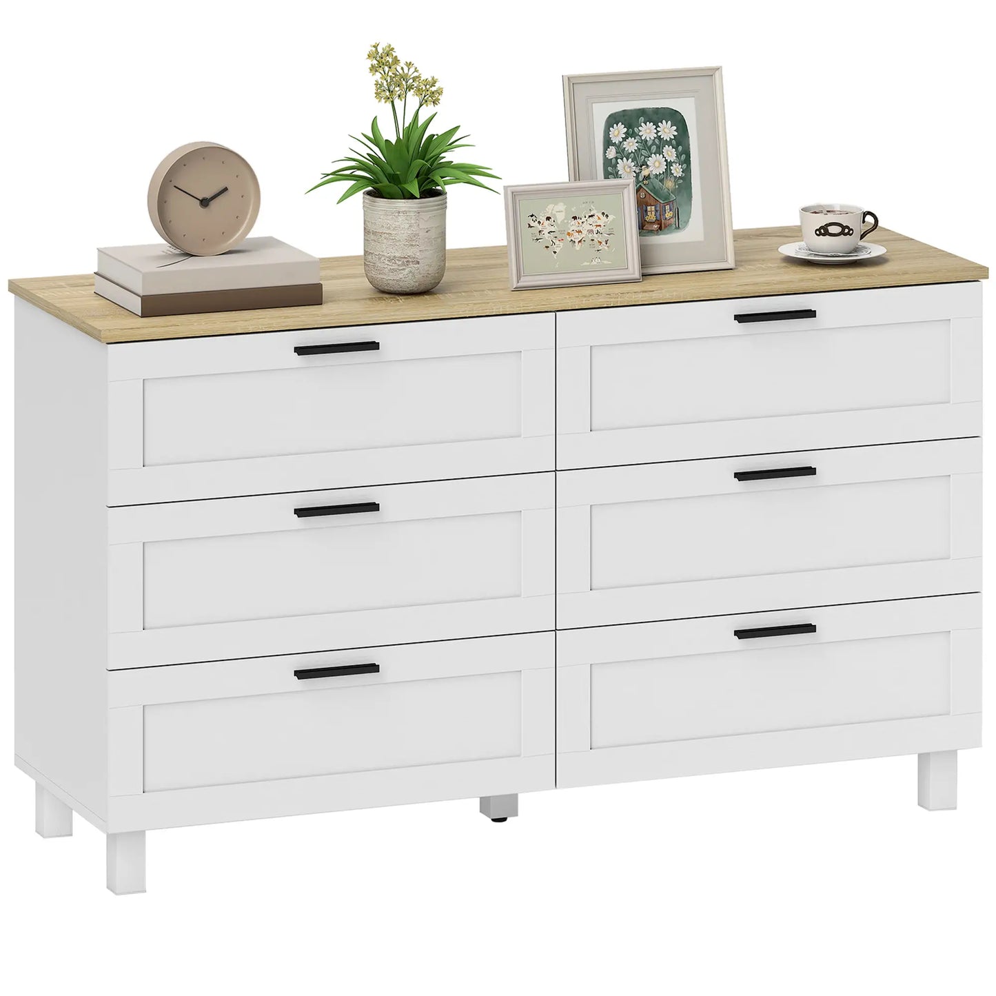 47 Inch Wide Chest of Drawers, Modern Dresser with 6 Drawers, White Storage Cabinets at Gallery Canada