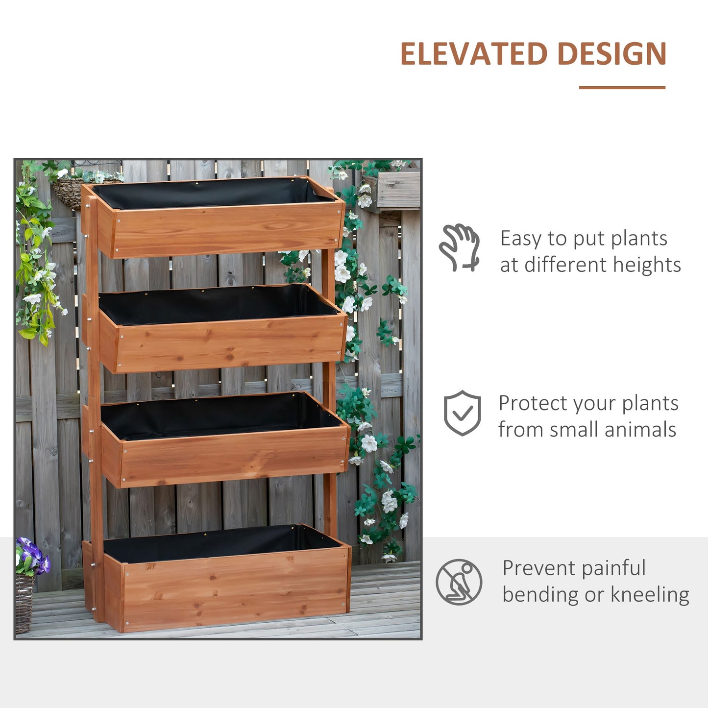 4-Tier Raised Garden Bed Adjustable Wooden Planter Boxes at Gallery Canada
