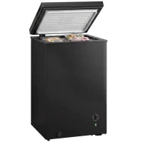 Mini congélateur, congélateur coffre de 3,5 pi³, thermostat à 7 réglages, panier en fil, noir