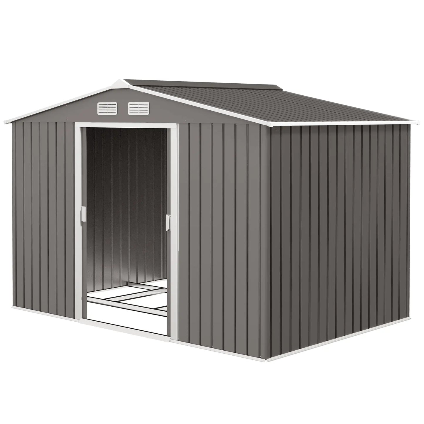 9x6 Galvanized Steel Garden Shed, Double Doors, Foundation Kit, Grey Sheds at Gallery Canada
