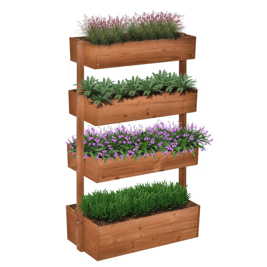 4-Tier Raised Garden Bed Adjustable Wooden Planter Boxes - Gallery Canada
