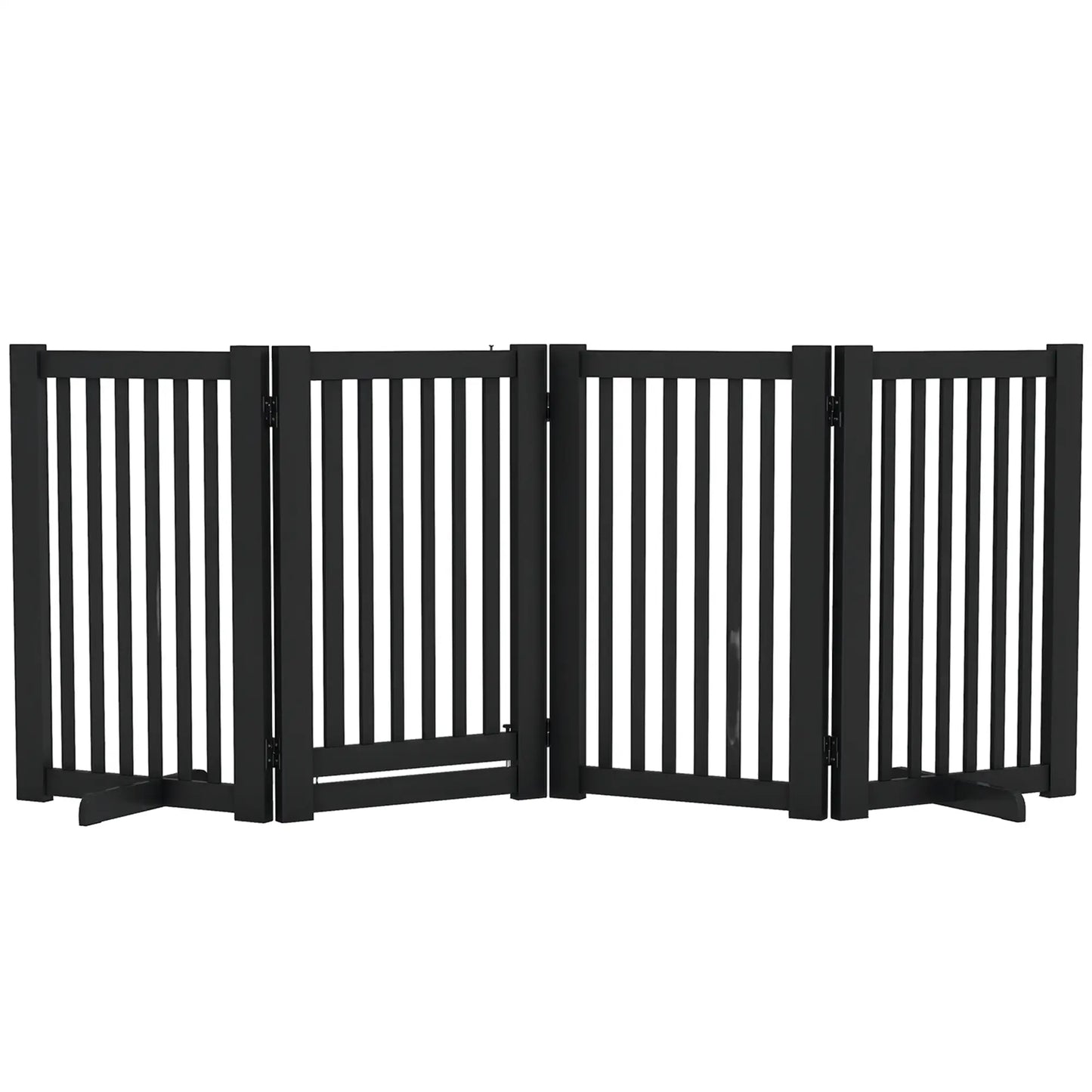 4 Panel Wooden Pet Gate, Free Standing, Open Door, Black Houses, Kennels & Pens at Gallery Canada