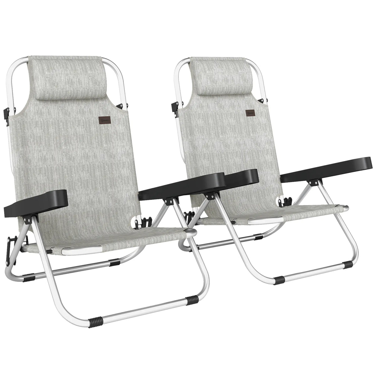 Folding Lounge Chair Set, Reclining Outdoor Chairs, 4-Position Adjustable Lounger Chairs at Gallery Canada