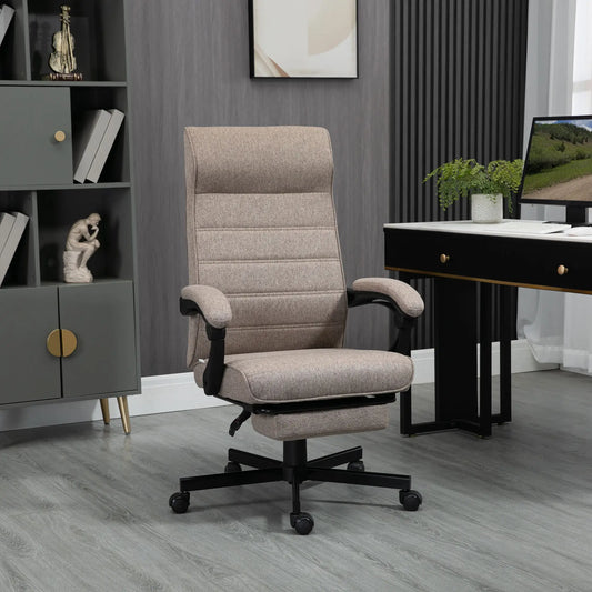 High Back Office Chair, Swivel Recliner, Adjustable Height, Footrest, Padded Armrest, Brown Task Chairs Brown at Gallery Canada