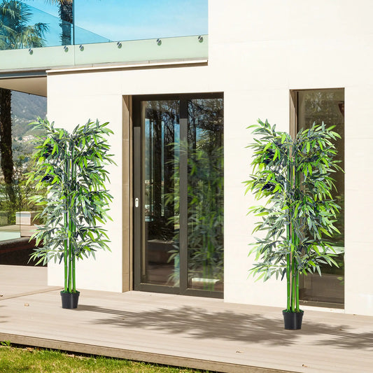 Set of 2 6FT Artificial Bamboo Trees, Nursery Pot, Indoor Outdoor Decor Artificial Trees Green at Gallery Canada