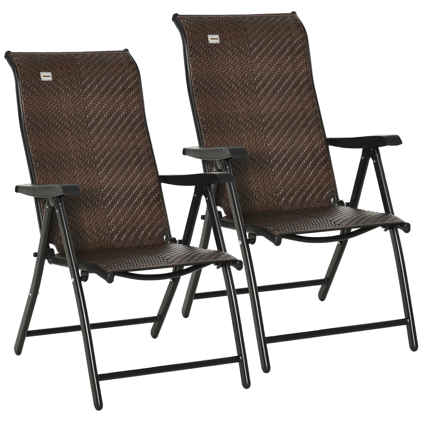 Ensemble de 2 chaises pliantes inclinables en rotin, osier d'extérieur, marron
