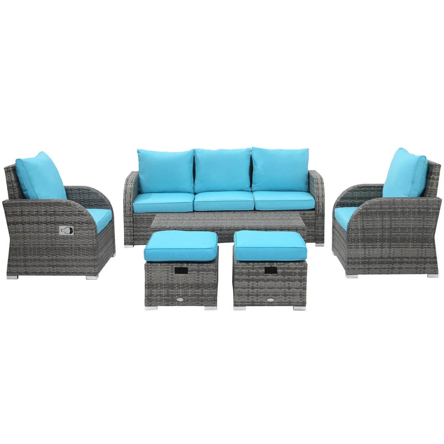 6 Piece Patio Furniture Set, PE Wicker Sectional, Blue Patio Furniture Sets at Gallery Canada