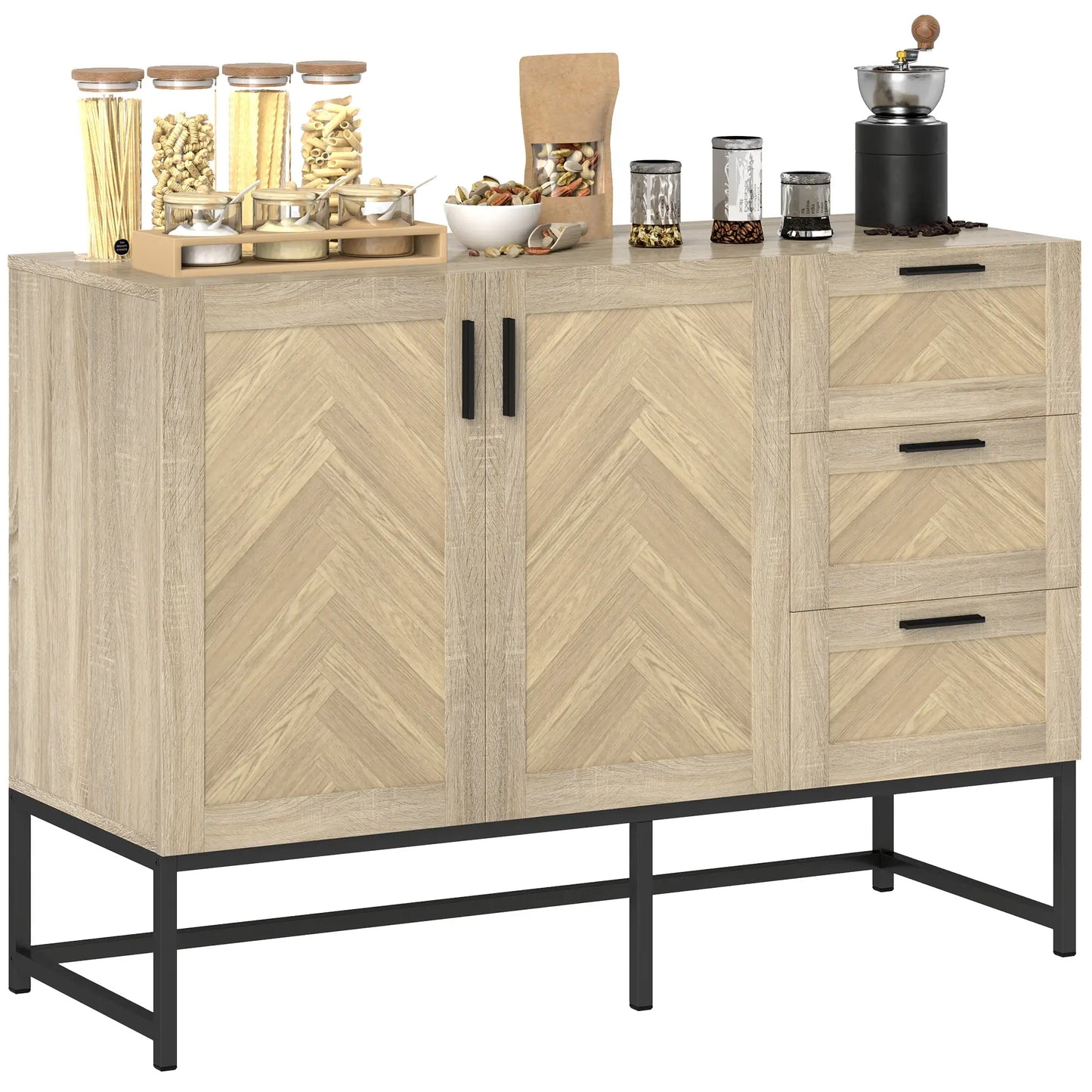 Buffet Cabinet, Coffee Bar with Drawers, Adjustable Shelf, Oak Bar Cabinets at Gallery Canada