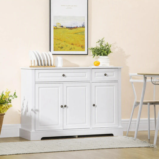 Modern Sideboard Cabinet, 2 Drawers, Adjustable Shelves, White Bar Cabinets White at Gallery Canada