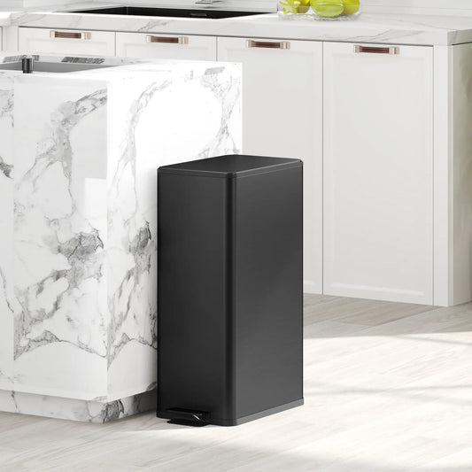 5.3 Gallon Stainless Steel Trash Can, Soft-Close Lid, Foot Pedal, Black