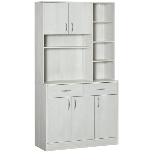 71" Kitchen Hutch with Storage Cabinet, Modern Buffet with Hutch, Cupboard with Drawers for Living Dining Room, Ash White at Gallery Canada