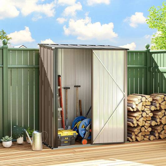 5' x 3' Outdoor Storage Shed, Steel Garden Shed, Lockable Door, Brown Sheds Brown, Grey at Gallery Canada