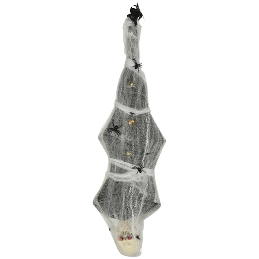 67 Inch/5.5ft Life Size Outdoor Halloween Decoration Hanging Mummy with Spider Web, Animated Prop Decor with Sound and Motion Activated, Light Up Eyes, Howling Sound, Posable Arms, Moving Body