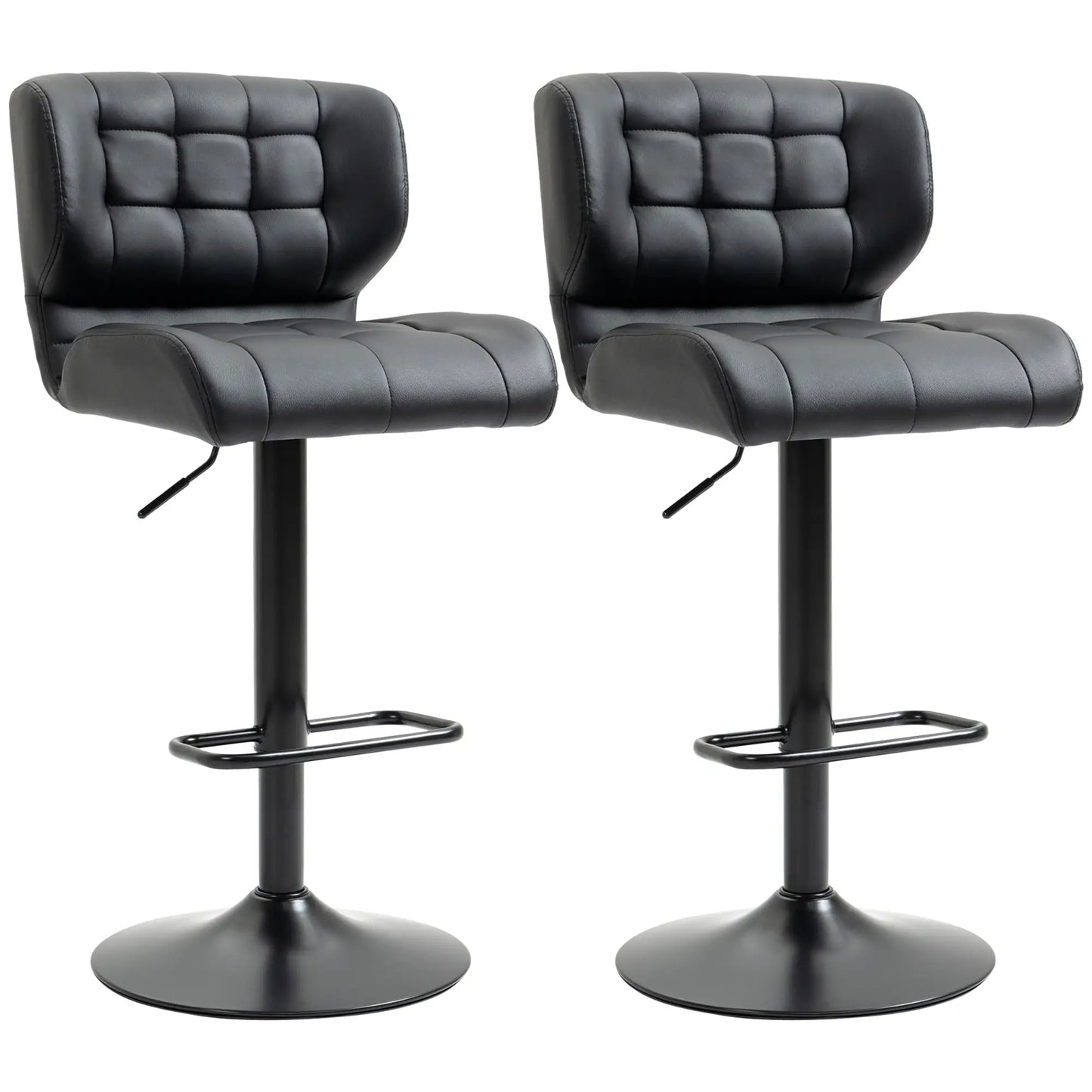 Swivel PU Leather Barstools, Set of 2, Adjustable with Footrest, Black Bar Stools at Gallery Canada