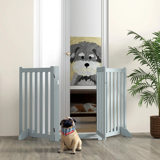 3-Panel Foldable Dog Gate, Medium Size, Grey Houses, Kennels & Pens Grey at Gallery Canada