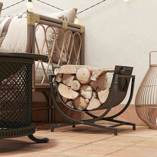 Firewood Rack, Foldable 17 Inch, with Removable Log Carrier, Black Firewood Racks Black at Gallery Canada