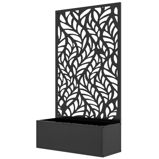 Metal Outdoor Privacy Screen with Raised Graden Bed, Privacy Panel and Planter Box, Wall-Mounted or Freestanding at Gallery Canada