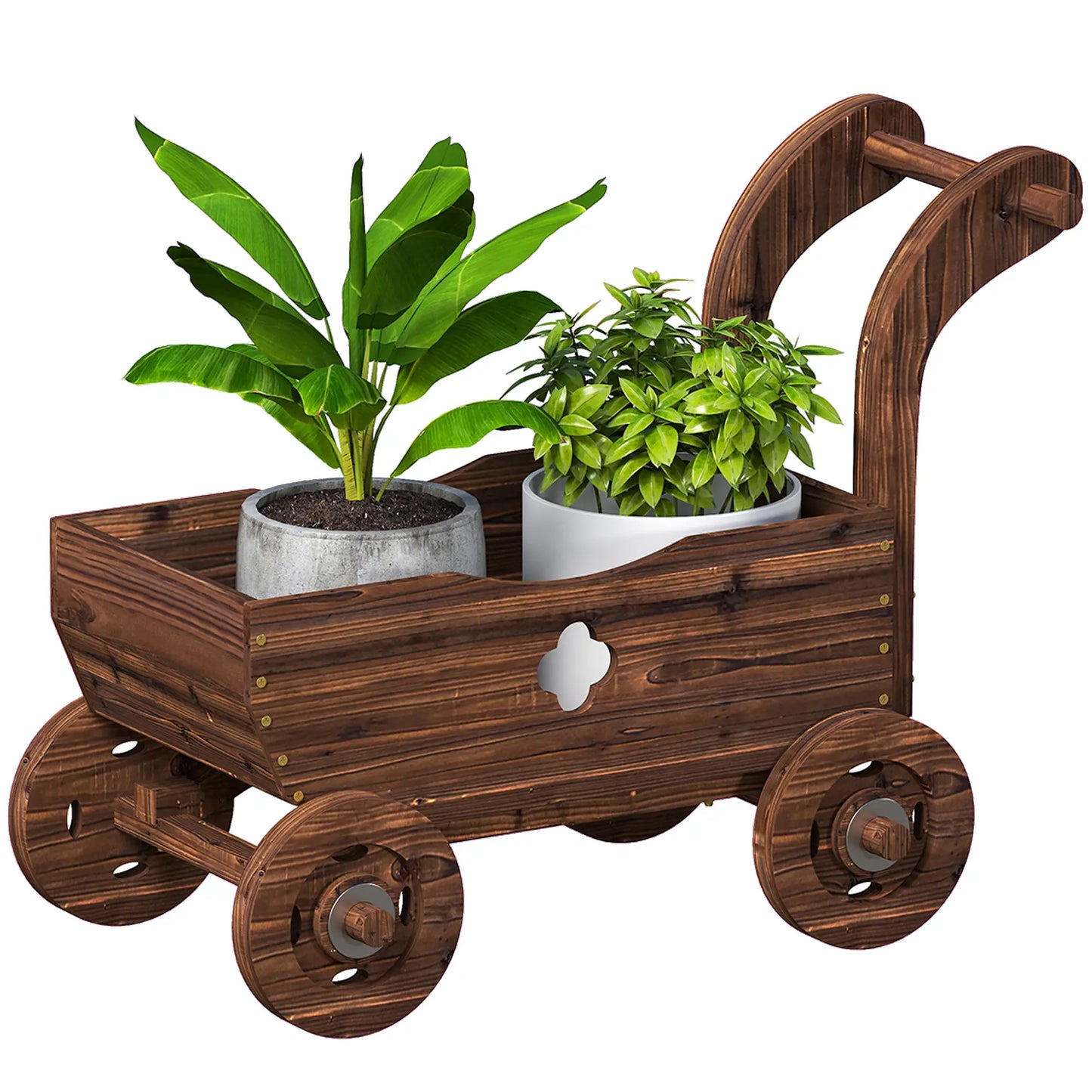 Wagon Flower Planter Cart With Wheels, Garden Wagon With Handle, Carbonized Raised Garden Beds at Gallery Canada
