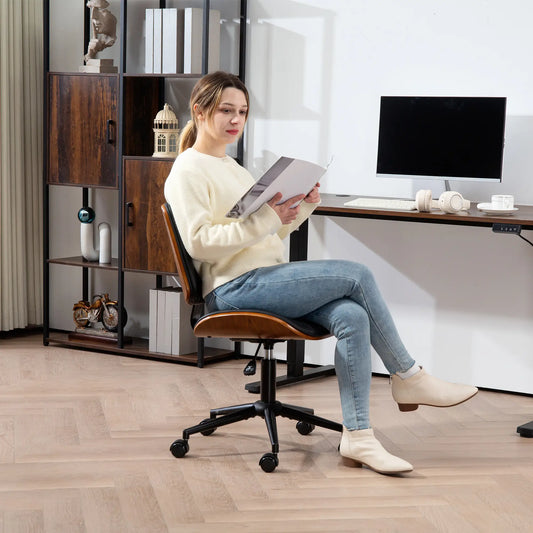 PU Leather Office Chair, Adjustable Height, Swivel Wheels, Black Office Chairs Black, Brown at Gallery Canada