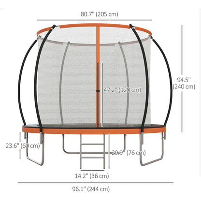 8ft Outdoor Trampoline with Enclosure Net and Ladder, Backyard Fitness Trampoline for Teens and Adults at Gallery Canada